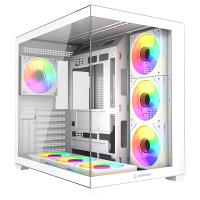 Rampage ARES Temperli Camlı 750W 80 Plus Bronze Beyaz 7*12cm ARGB Fan ATX Mid-T Gaming Oyuncu Kasası